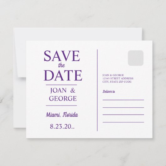 Miami waterfront, Florida, Reizen Briefkaart, Save The Date (Achterkant)