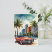 Miami waterverf kunst feestdagenkaart (Staand voorkant)