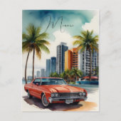 Miami waterverf kunst feestdagenkaart (Voorkant)