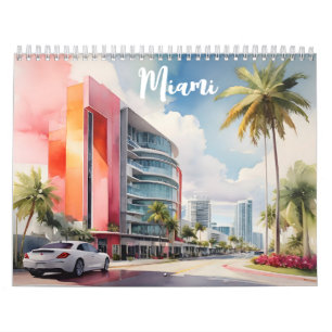 Miami waterverf kunst kalender