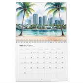 Miami waterverf kunst kalender (Feb 2027)