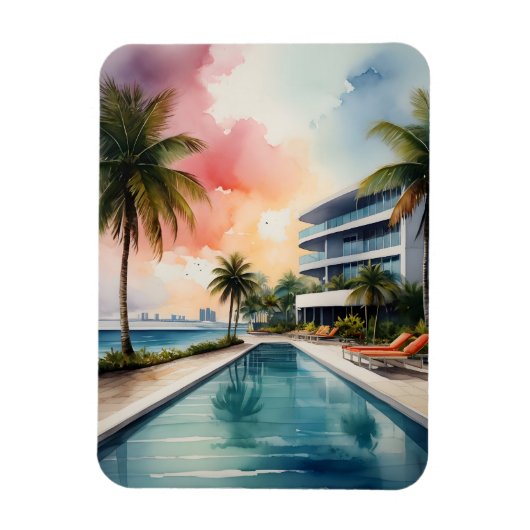 Miami waterverf kunst magneet (Verticaal)