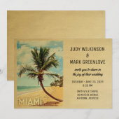 Miami Wedding Invitation Beach Palm Tree Kaart (Voorkant / Achterkant)
