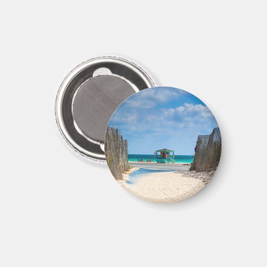 Miami White Beach koelkast Magnet (Voorkant / Achterkant)