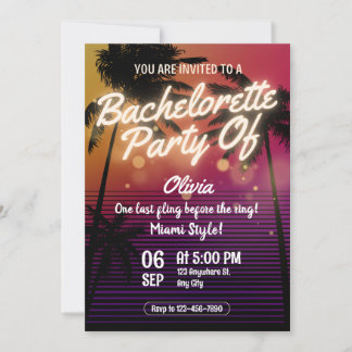 Miami Zomer Meisjes Weekend Bachelorette Feest Kaart