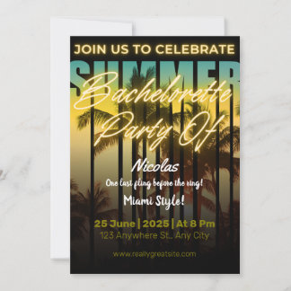 Miami Zomer Meisjes Weekend Bachelorette Feest Kaart
