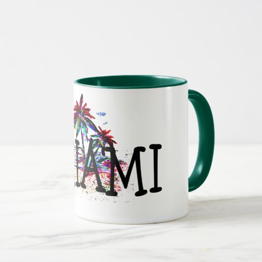 miami zomerstrand leuke palm boomtoeren koffiebok mok (Voorkant rechts)