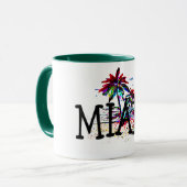 miami zomerstrand leuke palm boomtoeren koffiebok mok (Voorkant links)