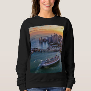 Miami zonsondergang cruiseschip & kust skyline sta trui