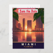 Miami Zonsondergang, Florida, Reisansichtkaart,  Save The Date (Voorkant / Achterkant)