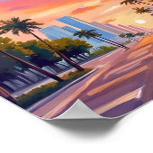 Miami Zonsondergang Palmboom Poster (Hoek)