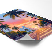 Miami Zonsondergang Palmboom Poster (Hoek)