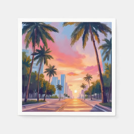 Miami Zonsondergang Palmboom Servet