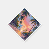 Miami Zonsondergang Palmboom Servet (Hoek)