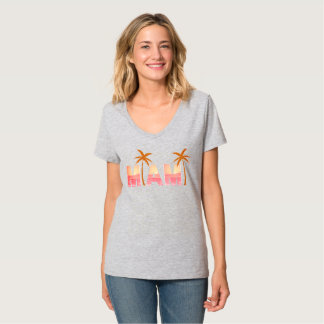 Miami Zonsondergang Palmboom T-shirt