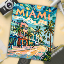 Miami's Ocean Drive Art in Van Gogh's Style Travel Briefkaart