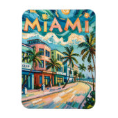 Miami's Ocean Drive Reiskunst in Van Goghs stijl Magneet (Verticaal)