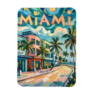Miami's Ocean Drive Reiskunst in Van Goghs stijl Magneet