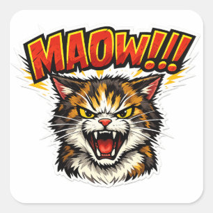 Miaow!! Grappige kat sticker voor kattenliefhebb