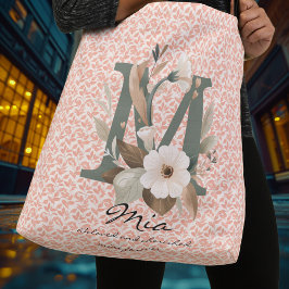 Mia's Blooming Grace - Boho Floral Monogram Crossbody Tas