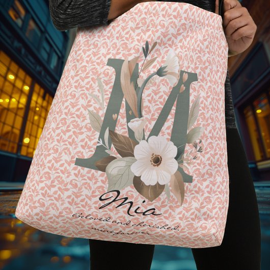 Mia's Blooming Grace - Boho Floral Monogram Crossbody Tas
