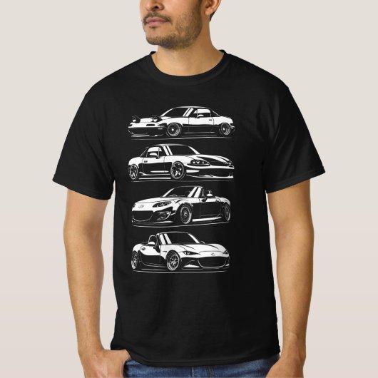 Miata generaties t-shirt (Voorkant)