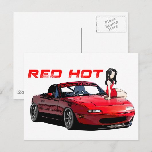 Miata MX-5 Red Hot Briefkaart (Voorkant / Achterkant)