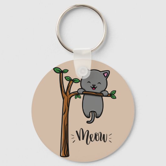 MIAU KAT OP BOOM SLEUTELHANGER (Voorkant)