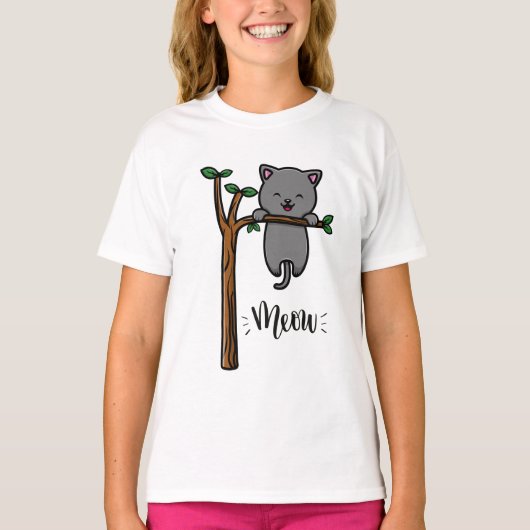 MIAU KAT OP BOOM T-SHIRT (Voorkant)