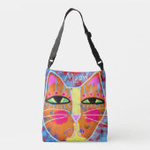Miauw! Abstract kattengezicht Crossbody Tas (Achterkant)