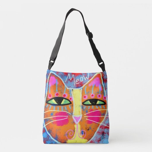 Miauw! Abstract kattengezicht Crossbody Tas (Achterkant)