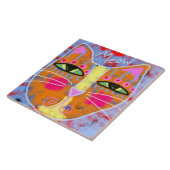 Miauw Abstracte digitale kat schilderij Tegeltje (Zijkant)