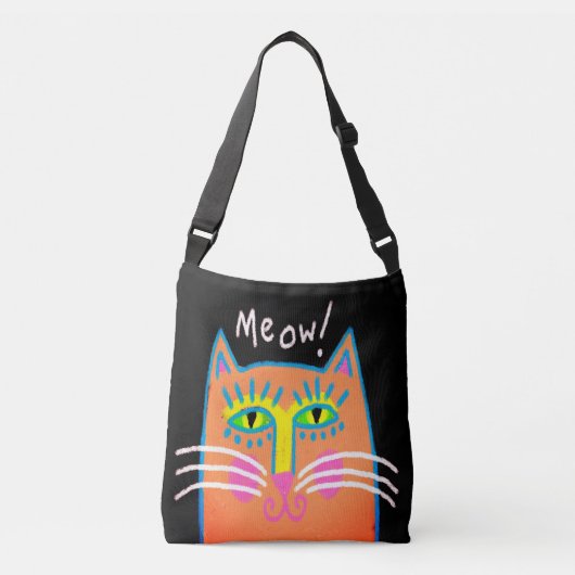 Miauw! Abstracte Oranje Cat Art Canvas tas (Voorkant)