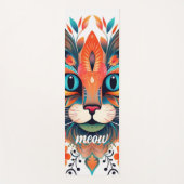 Miauw Asanas: Blauwe Rode Bloemen Kat Liefhebbers Yogamat (Voorkant)