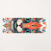 Miauw Asanas: Blauwe Rode Bloemen Kat Liefhebbers Yogamat (Voorkant (horizontaal))