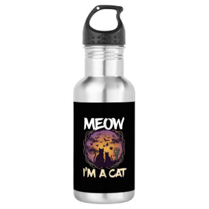 Miauw Ben Kat Halloween Nacht Heks Pompoen_1 Waterfles