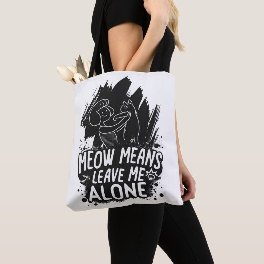 Miauw betekent laat me met rust grappige kat citaa tote bag (Dichtbij)