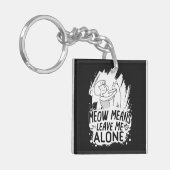 Miauw betekent laat me met rust Grappige Kat - Wit Sleutelhanger (Voorkant Links)