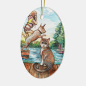 Miauw bij Cottage Dock Keramisch Ornament (Links)