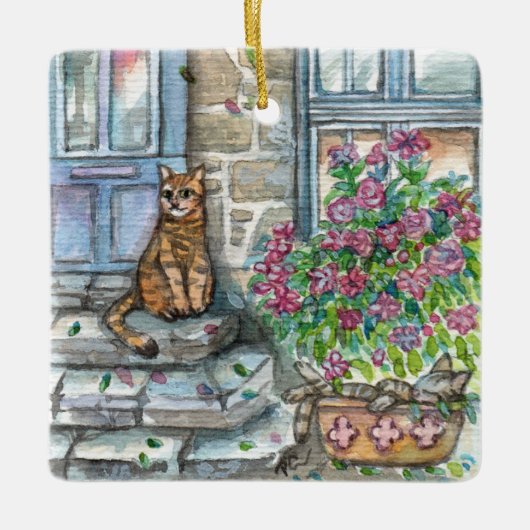 Miauw bij de deur keramisch ornament (Voorkant)