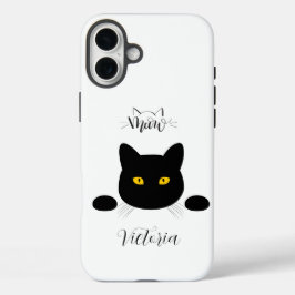 Miauw Black Cat Golden Eyes  iPhone 16 Plus Hoesje