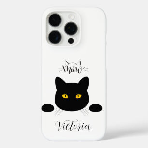 Miauw Black Cat Golden Eyes iPhone 16 Pro Hoesje