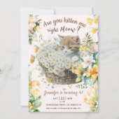 Miauw! Bloemen Schattige Kitten Meisje Kat 4e Verj Kaart (Voorkant)