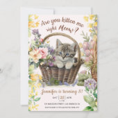 Miauw! Bloemen Schattige Kitten Meisje Kat 8e Verj Kaart (Voorkant)