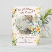 Miauw! Bloemen Schattige Kitten Meisje Kat 8e Verj Kaart (Staand voorkant)