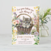 Miauw! Bloemen Schattige Kitten Meisje Kat 9e Verj Kaart (Staand voorkant)