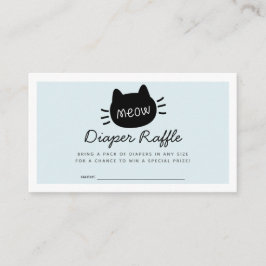 Miauw Cat Blue Baby shower Luier Raffle Ticket Informatiekaartje