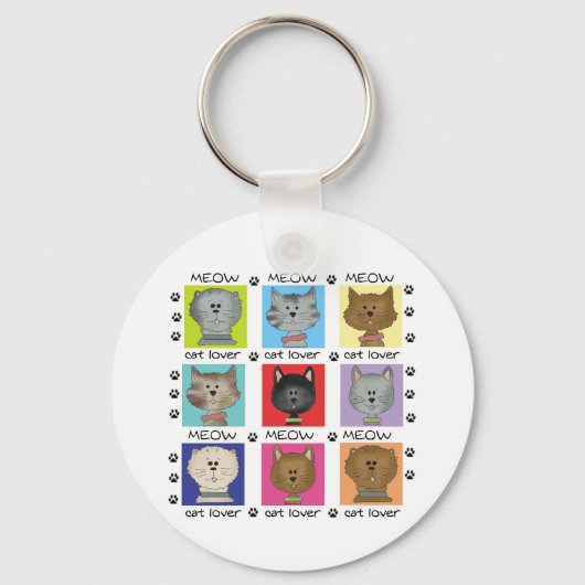 Miauw Cat Lover Tshirts en Geschenken Sleutelhanger (Voorkant)