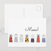MIAUW! Cat Paws Huisdier Katten Tijger Kleurrijk P Briefkaart (Voorkant / Achterkant)