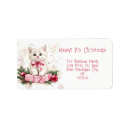 Miauw Christmas Kitten Pink Etiket